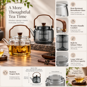 Heat-Resistant Glass Teapot | Wooden Handle