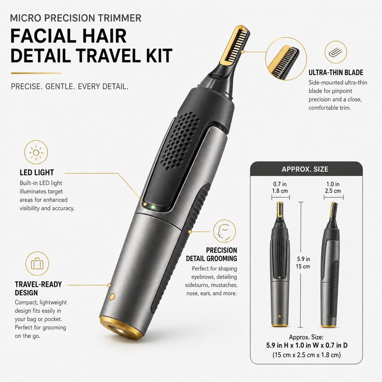 Precision Facial Hair Trimmer | Travel Kit