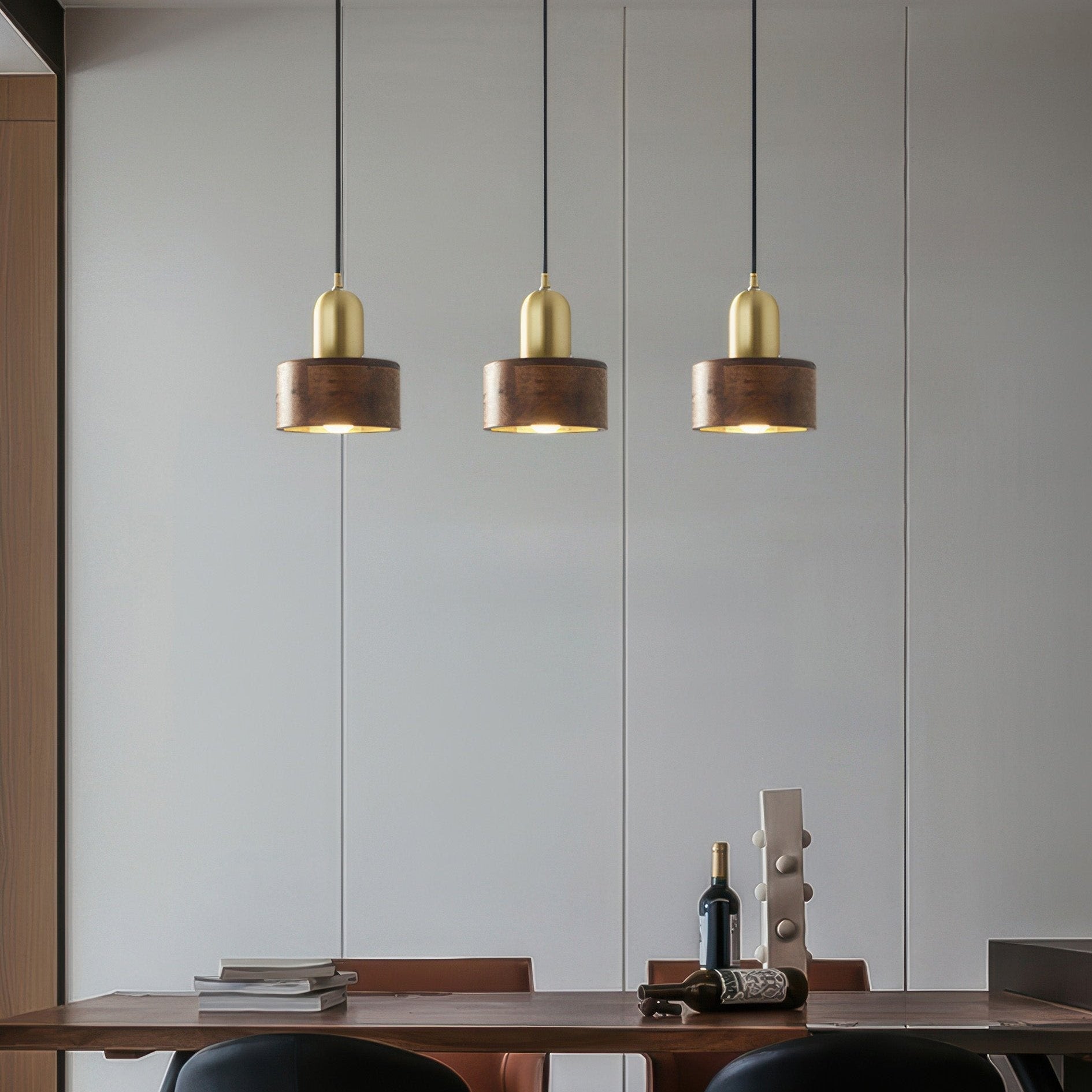 Cylinder Pendant | Japanese-Style Walnut and Brass