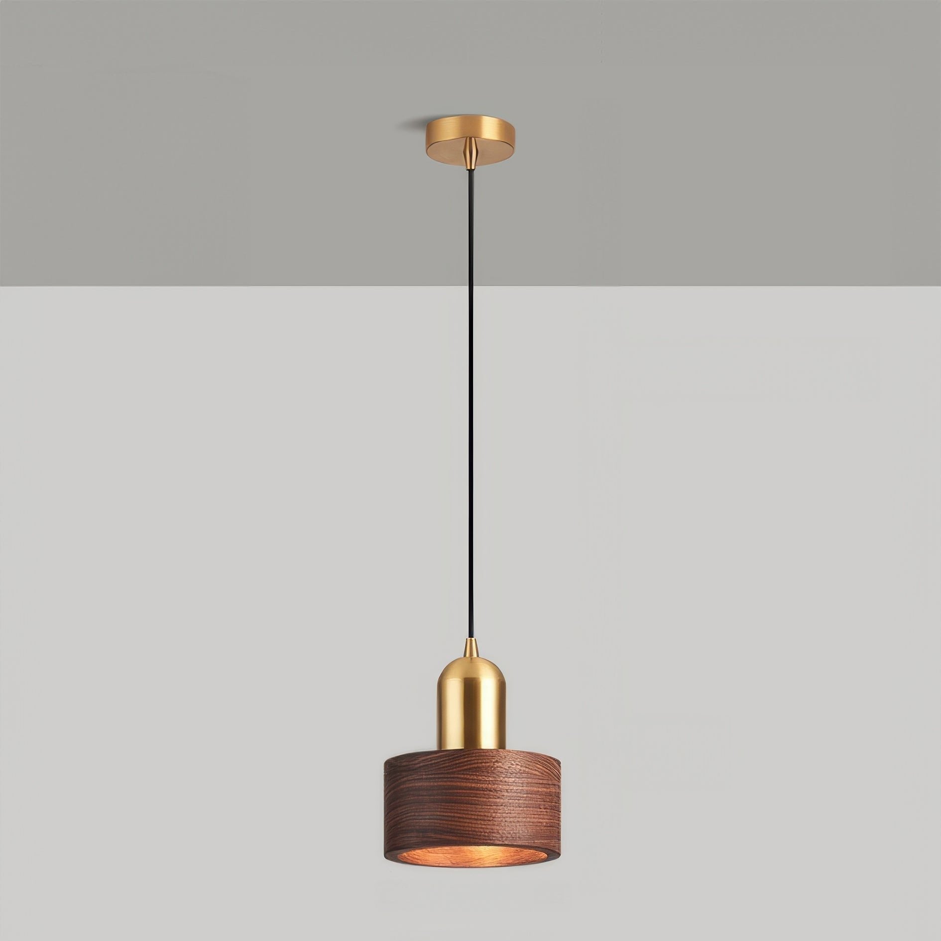 Cylinder Pendant | Japanese-Style Walnut and Brass