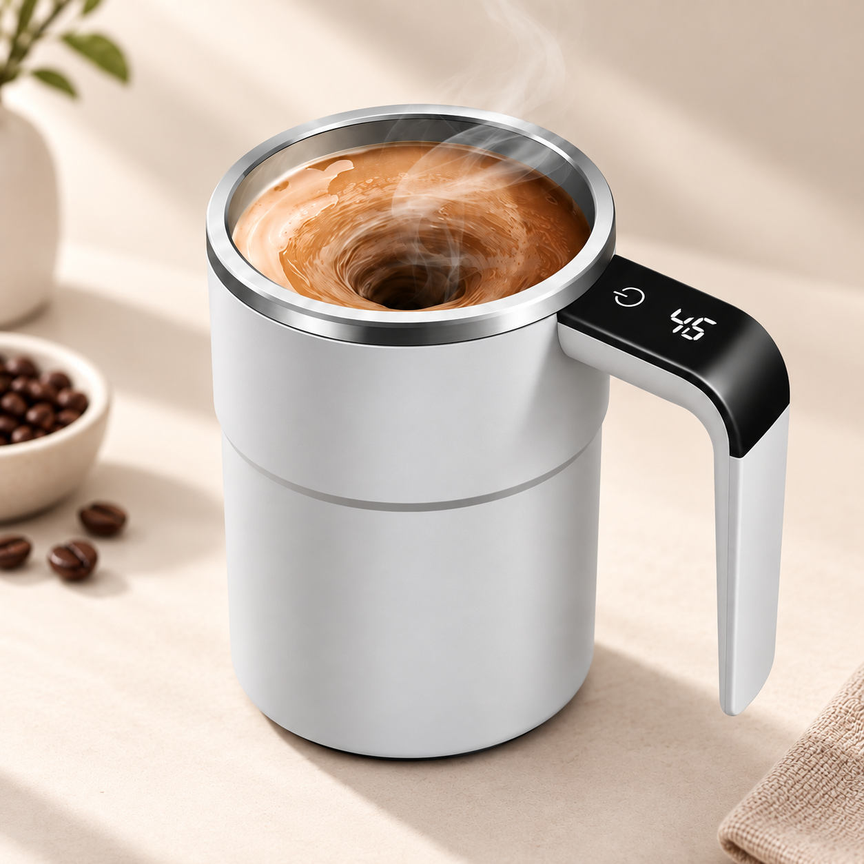 Rechargeable Coffee Mug | Portable Self-Stirring Travel Cup