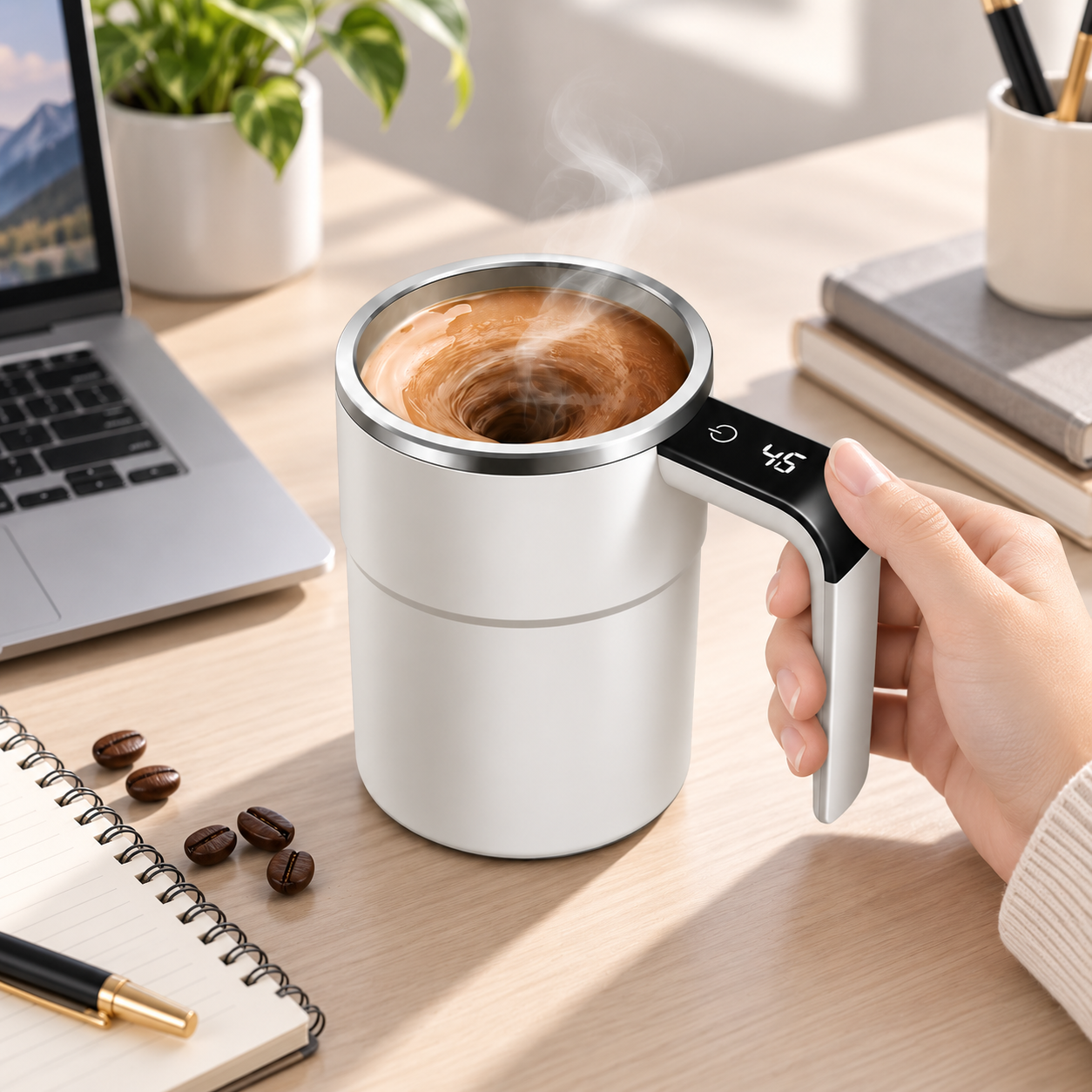 Rechargeable Coffee Mug | Portable Self-Stirring Travel Cup
