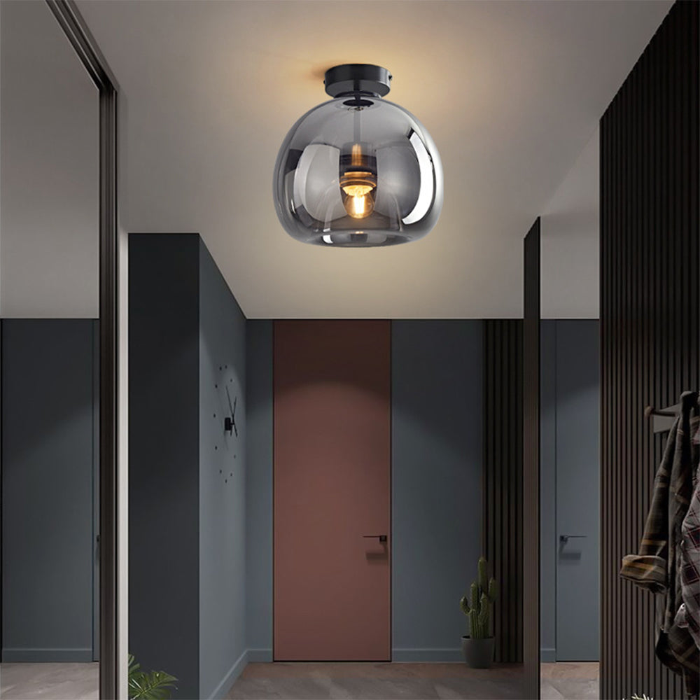 Vintage Bubble Glass Ceiling Light | Amber Retro Pendant