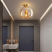 Vintage Bubble Glass Ceiling Light | Amber Retro Pendant