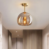 Vintage Bubble Glass Ceiling Light | Amber Retro Pendant