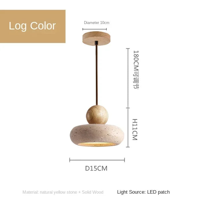 Natural Stone and Wood Pendant | Minimalist Vintage Style