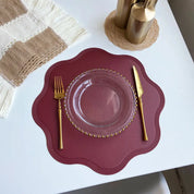 FloraMat Round Faux Leather Placemats | Embossed Flower Design