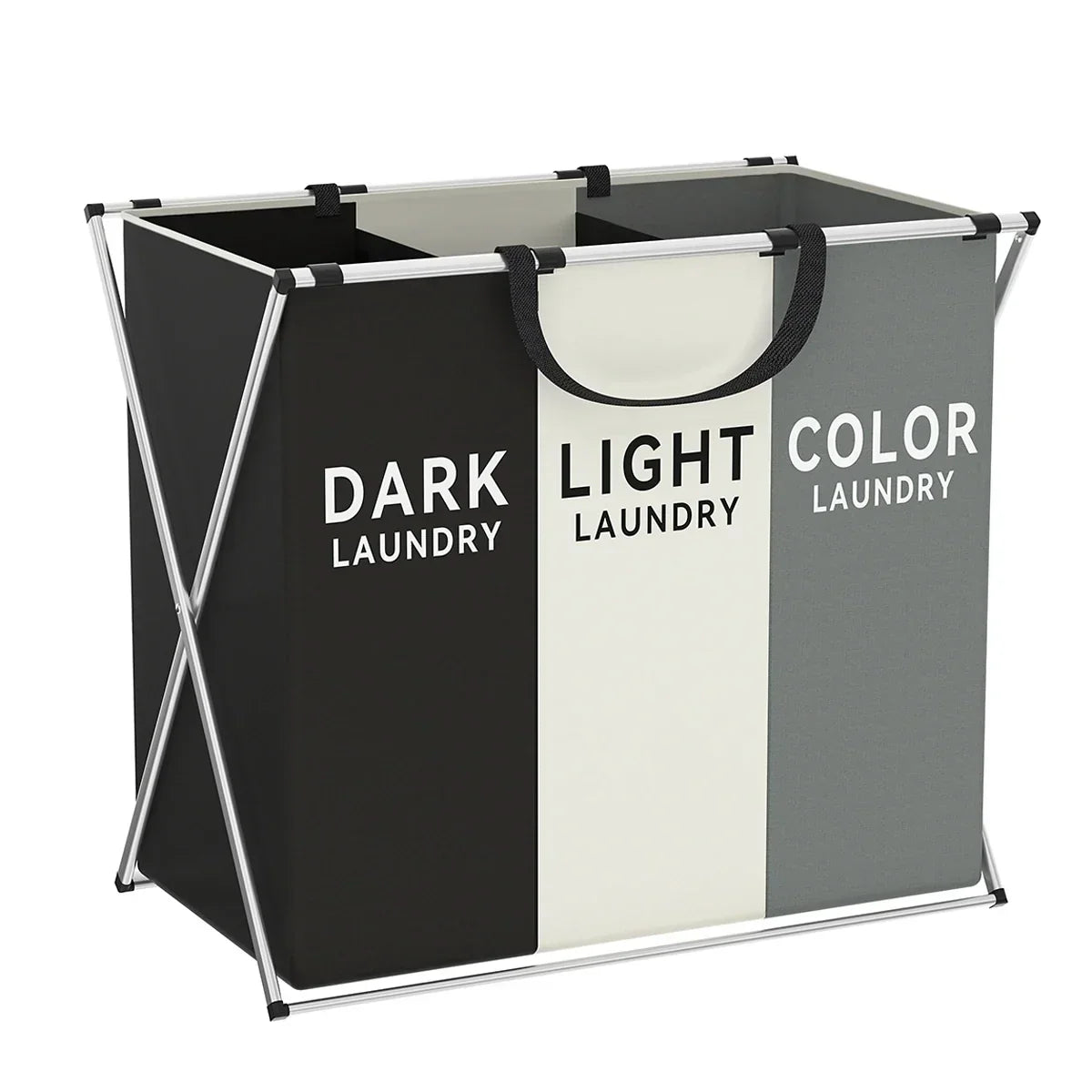 TriSort | Multi-Section Laundry Basket | Foldable Basket with Compartments