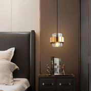 Nordic Crystal Pendant | Modern Brass Cylinder Design