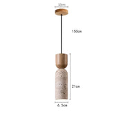 Wabi-Sabi | Travertine and Wood Pendant | Minimalist Japanese Bedside Lamp