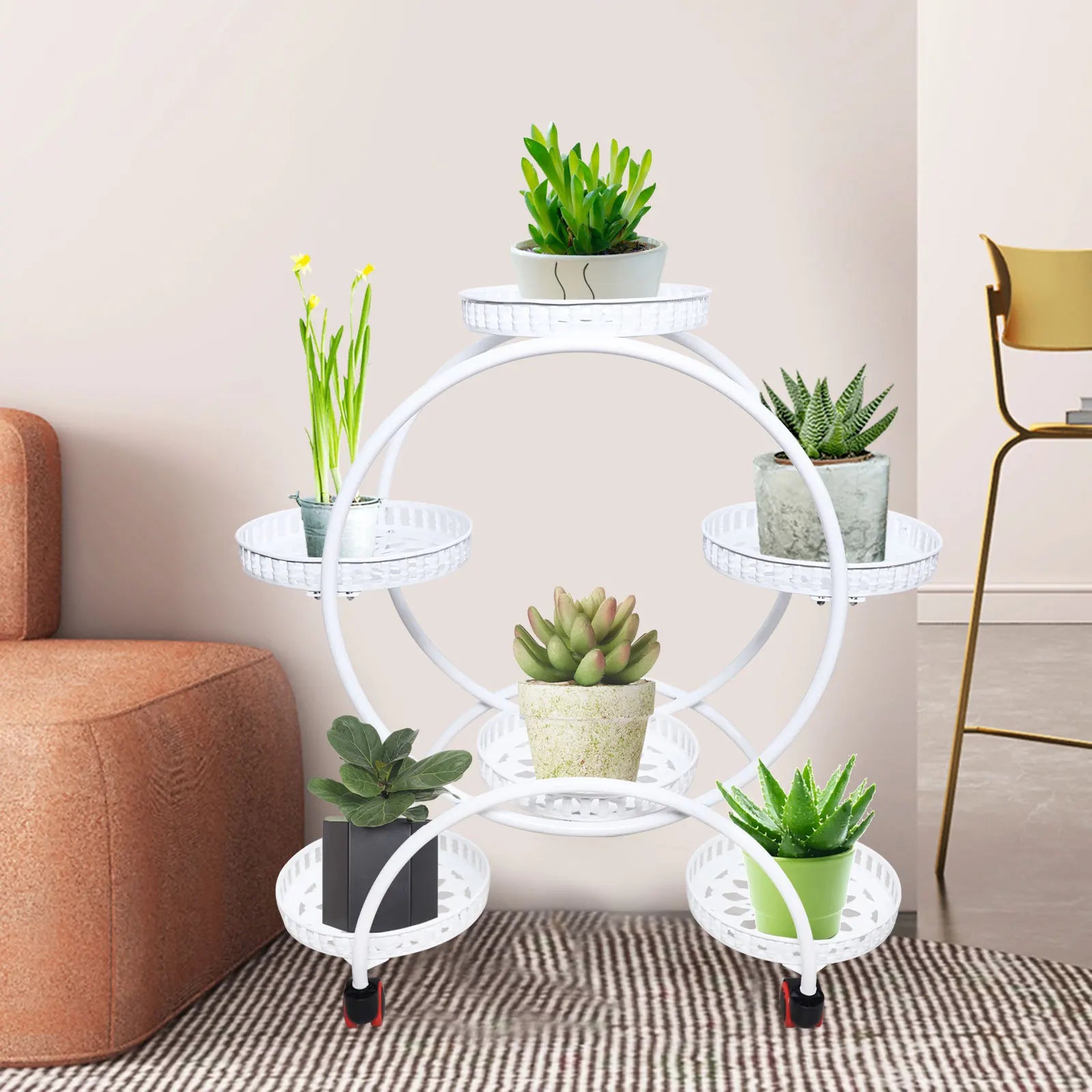 Metal Plant Stand with Wheels | 6-Tier Shelf for Pots