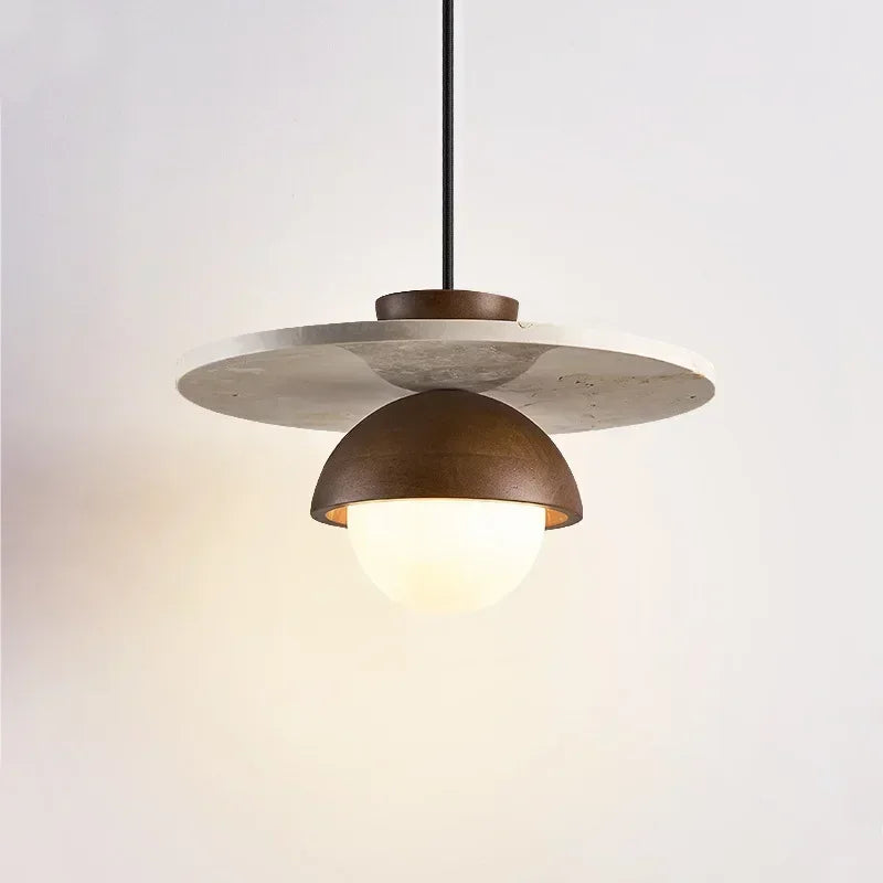 Denmark Pendant | Walnut and Stone LED Chandelier