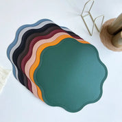 FloraMat Round Faux Leather Placemats | Embossed Flower Design