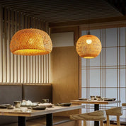 Natural Bamboo Pendant | Hand-Woven Rattan Light Fixture