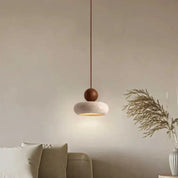 Natural Stone and Wood Pendant | Minimalist Vintage Style