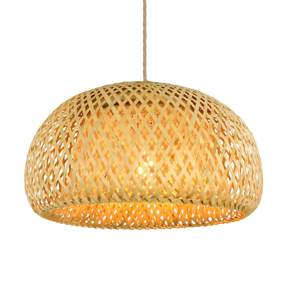 Natural Bamboo Pendant | Hand-Woven Rattan Light Fixture