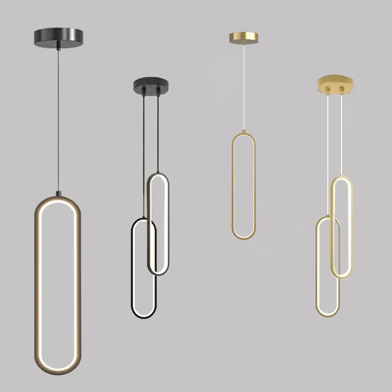 Modern Minimalist LED Pendant | Gold and Black for Bedroom, Dining Room and Living Room