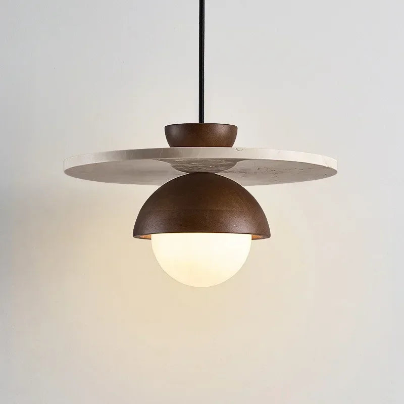 Denmark Pendant | Walnut and Stone LED Chandelier