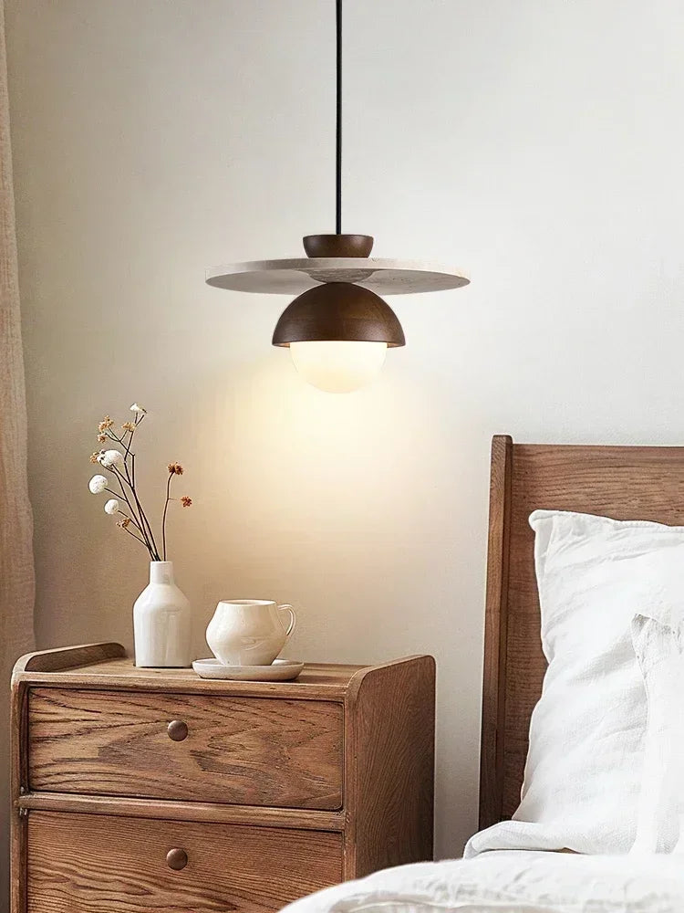 Denmark Pendant | Walnut and Stone LED Chandelier