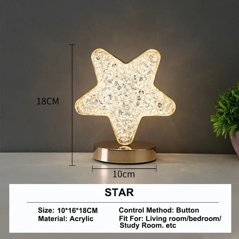 Stellora | Rechargeable 3D Crystal Night Light | Variable Touch Lamp