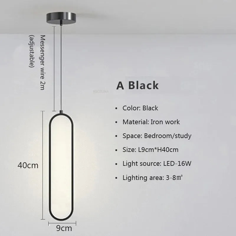 Modern Minimalist LED Pendant | Gold and Black for Bedroom, Dining Room and Living Room