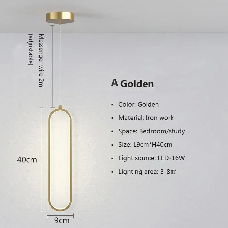 Modern Minimalist LED Pendant | Gold and Black for Bedroom, Dining Room and Living Room