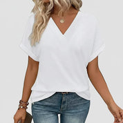 Women's Casual T-Shirt | Loose Summer V-Neck Top