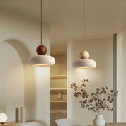 Natural Stone and Wood Pendant | Minimalist Vintage Style