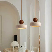 Natural Stone and Wood Pendant | Minimalist Vintage Style