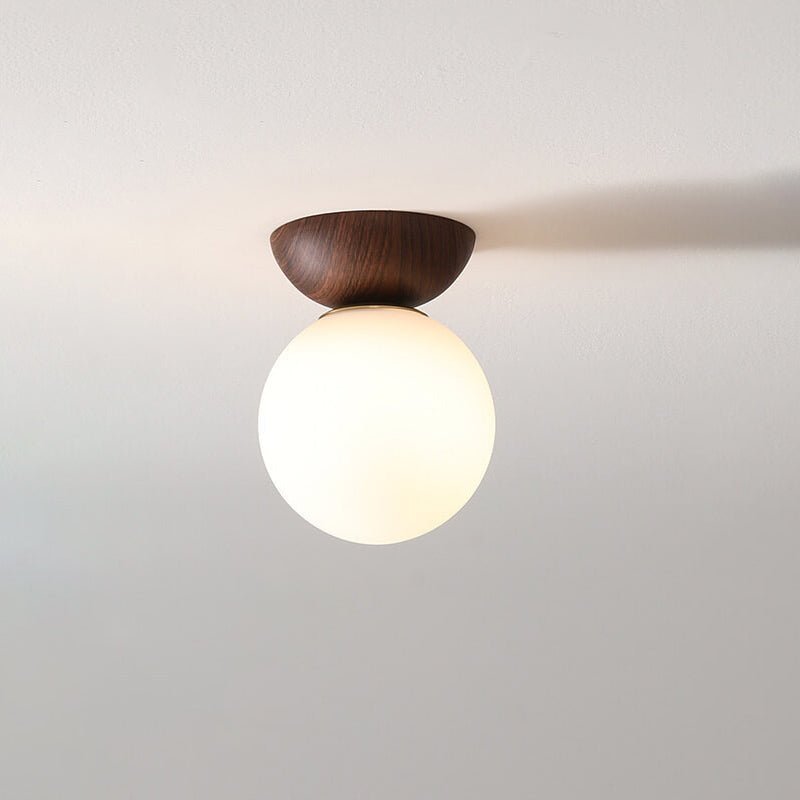 Japanese Style Ceiling Light | Minimalist Wood and Crystal Design
