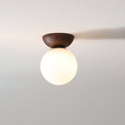 Japanese Style Ceiling Light | Minimalist Wood and Crystal Design