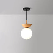 Japanese Style Ceiling Light | Minimalist Wood and Crystal Design