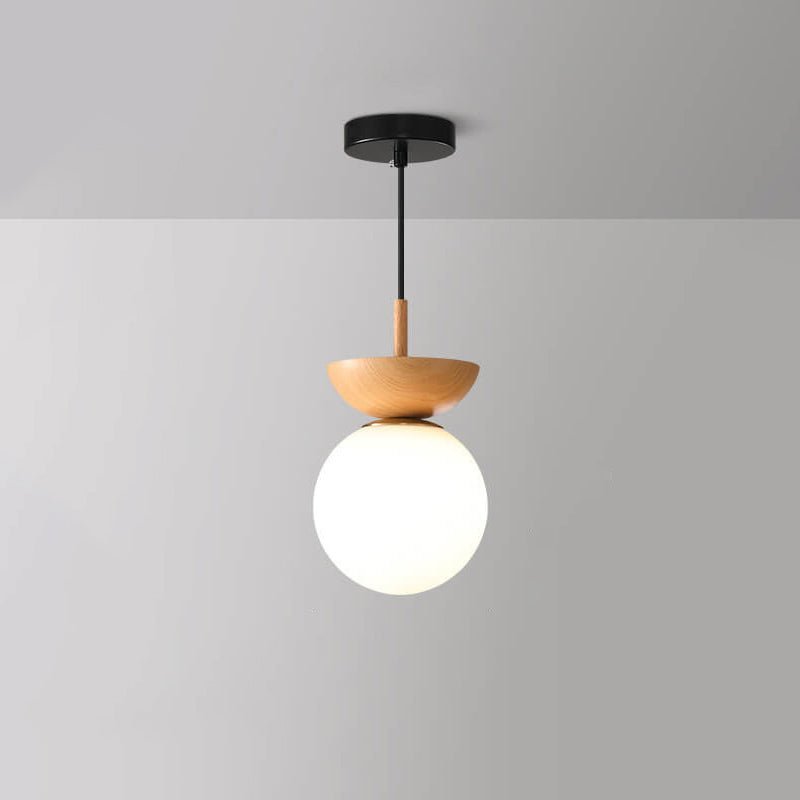 Japanese Style Ceiling Light | Minimalist Wood and Crystal Design
