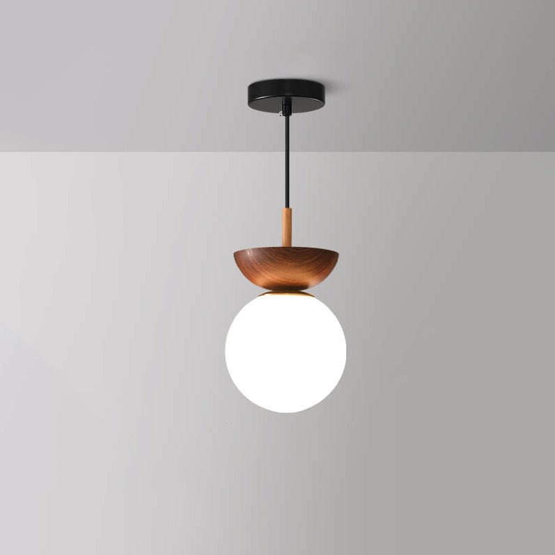 Japanese Style Ceiling Light | Minimalist Wood and Crystal Design