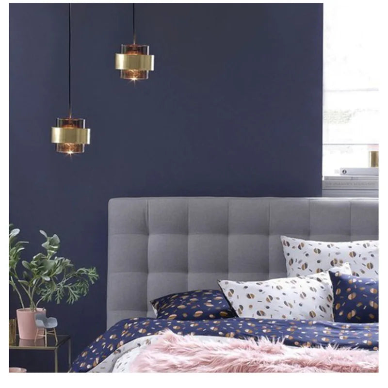 Nordic Crystal Pendant | Modern Brass Cylinder Design