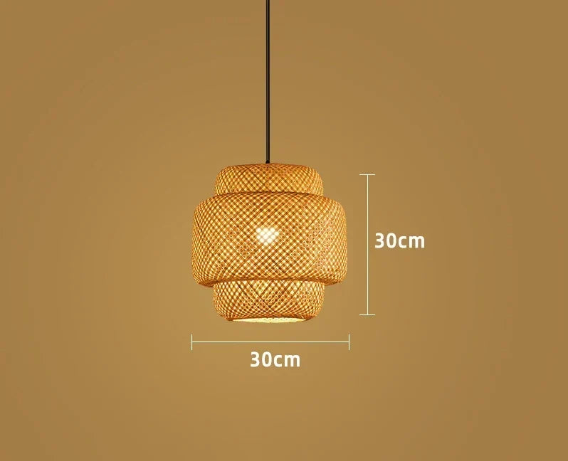 Natural Bamboo Pendant | Hand-Woven Rattan Light Fixture