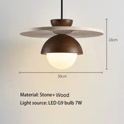 Denmark Pendant | Walnut and Stone LED Chandelier