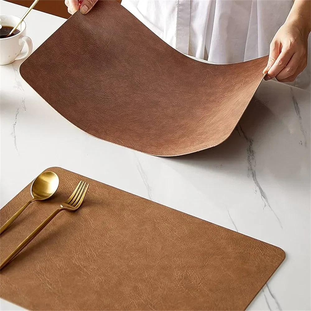 Double-Sided Faux Leather Placemats | Heat-Resistant and Waterproof