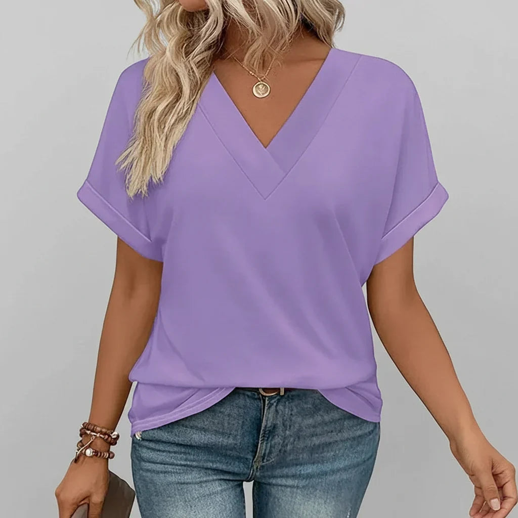 Women's Casual T-Shirt | Loose Summer V-Neck Top