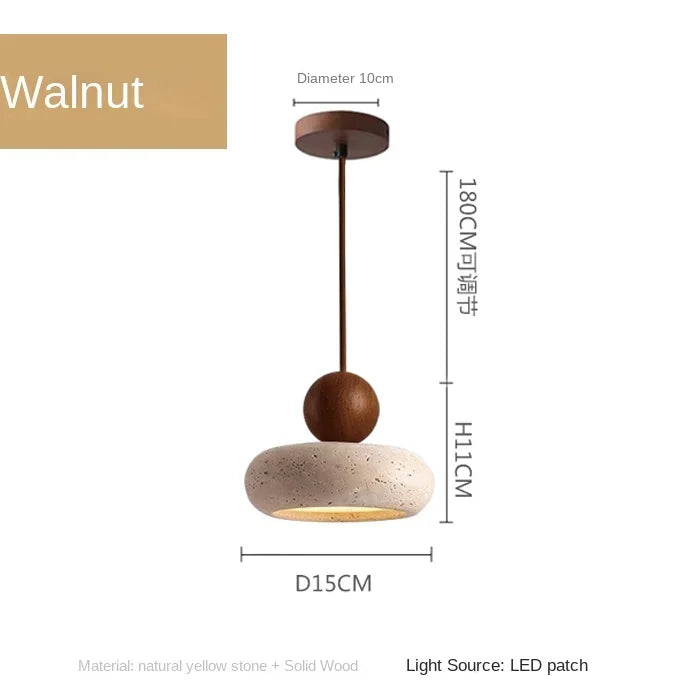 Natural Stone and Wood Pendant | Minimalist Vintage Style