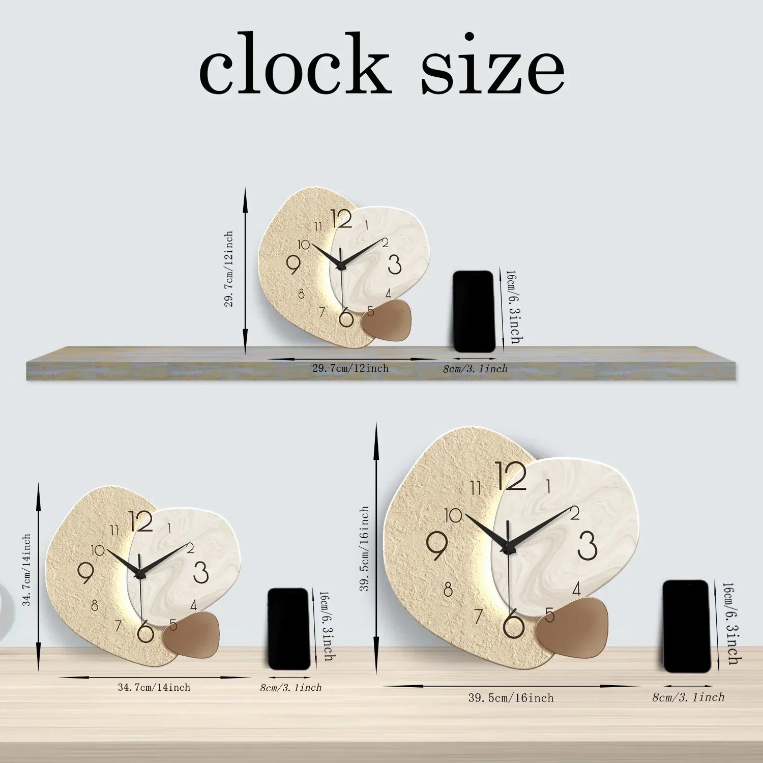 TempoStone | Simple Modern Wall Clock | Silent Quartz