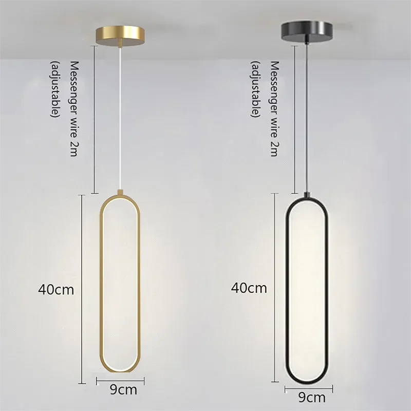 Modern Minimalist LED Pendant | Gold and Black for Bedroom, Dining Room and Living Room
