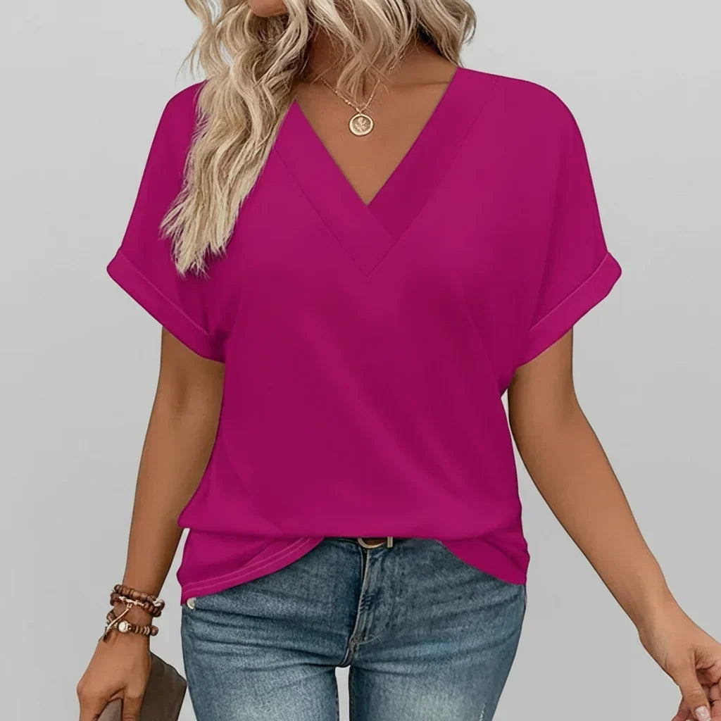 Women's Casual T-Shirt | Loose Summer V-Neck Top
