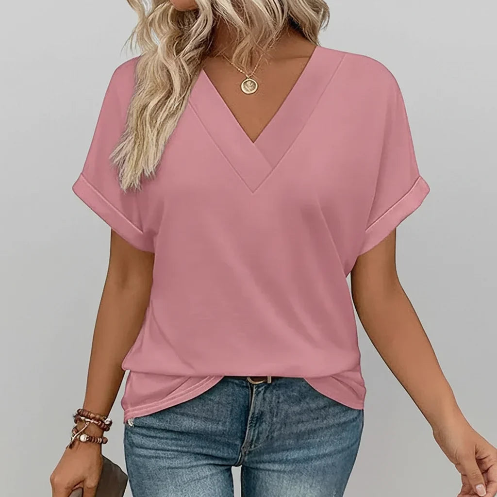 Women's Casual T-Shirt | Loose Summer V-Neck Top