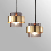 Nordic Crystal Pendant | Modern Brass Cylinder Design