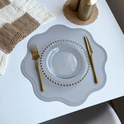 FloraMat Round Faux Leather Placemats | Embossed Flower Design