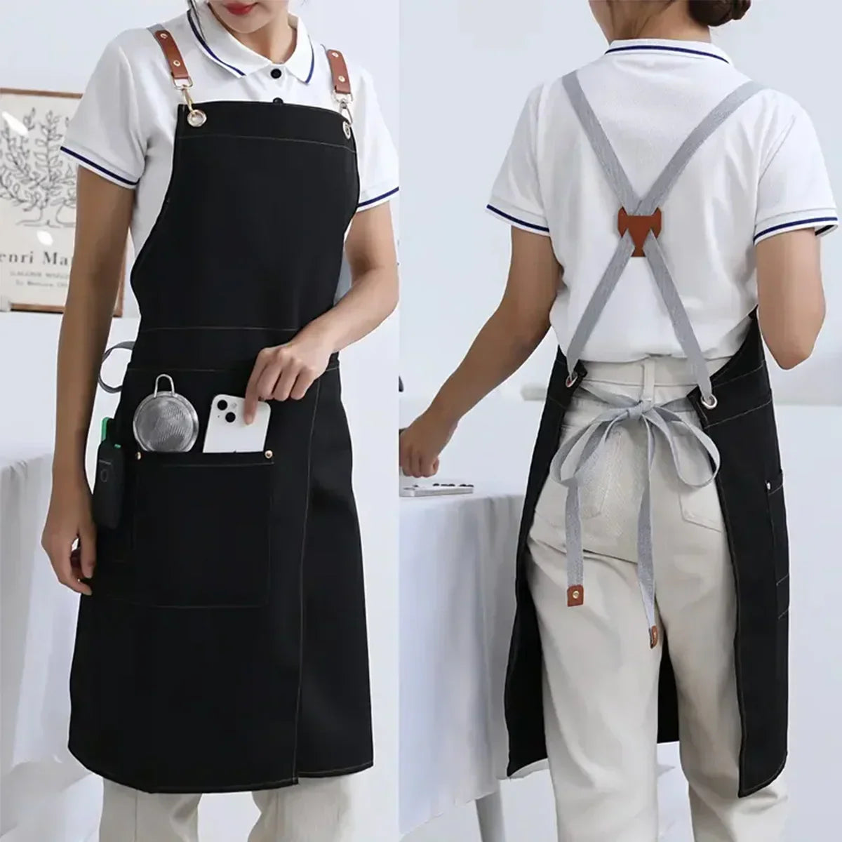 WorkEase | Waterproof Canvas Apron | Open Skirt with Pockets