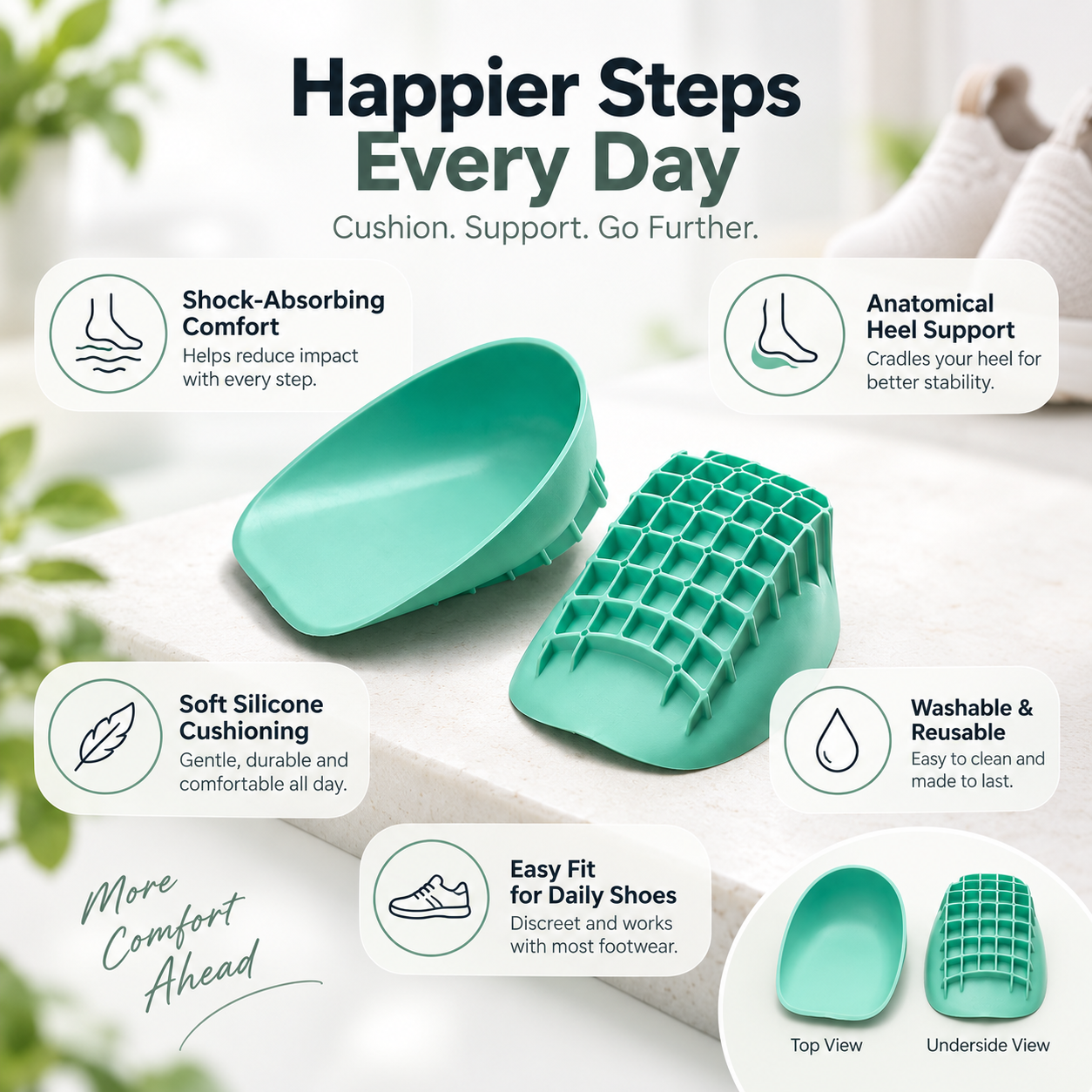 Washable Cushioned Heel Pads | Anatomical Support