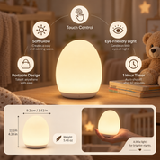 Touch Control Silicone Night Light | Egg-Shaped Portable for Kids