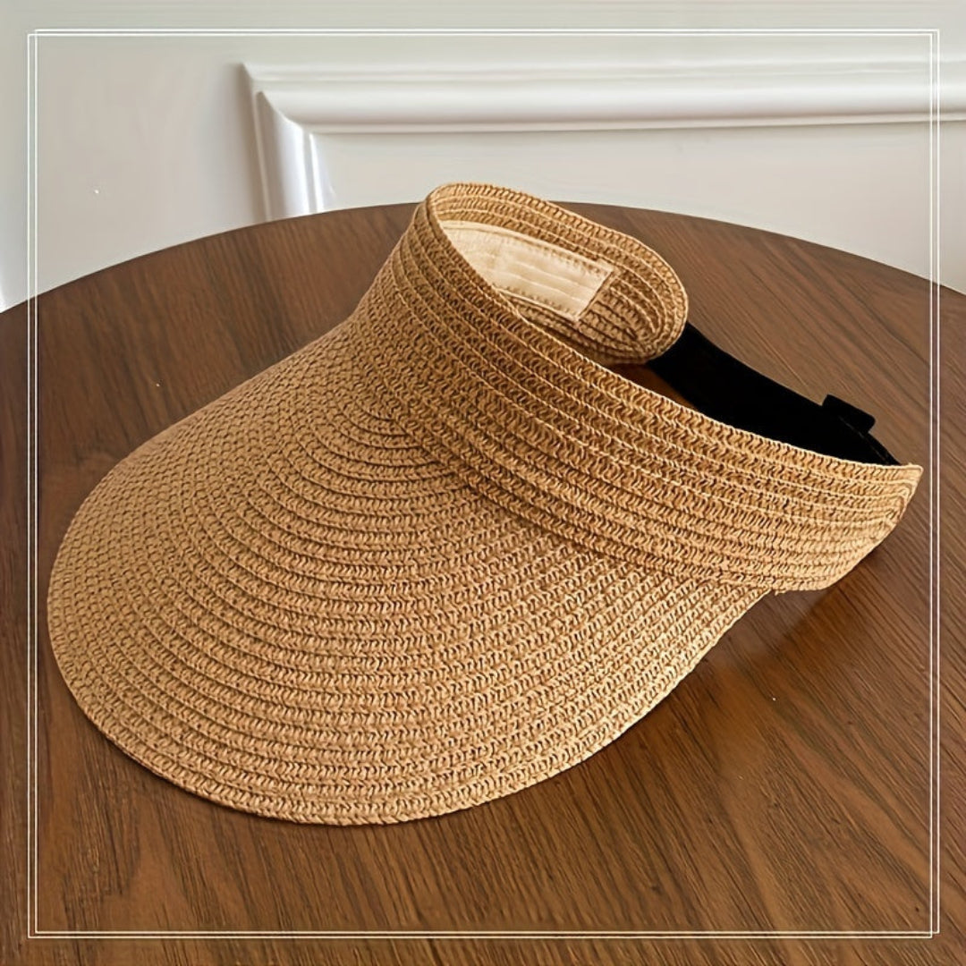 Wide-Brim Straw Hat | Foldable Sun Visor